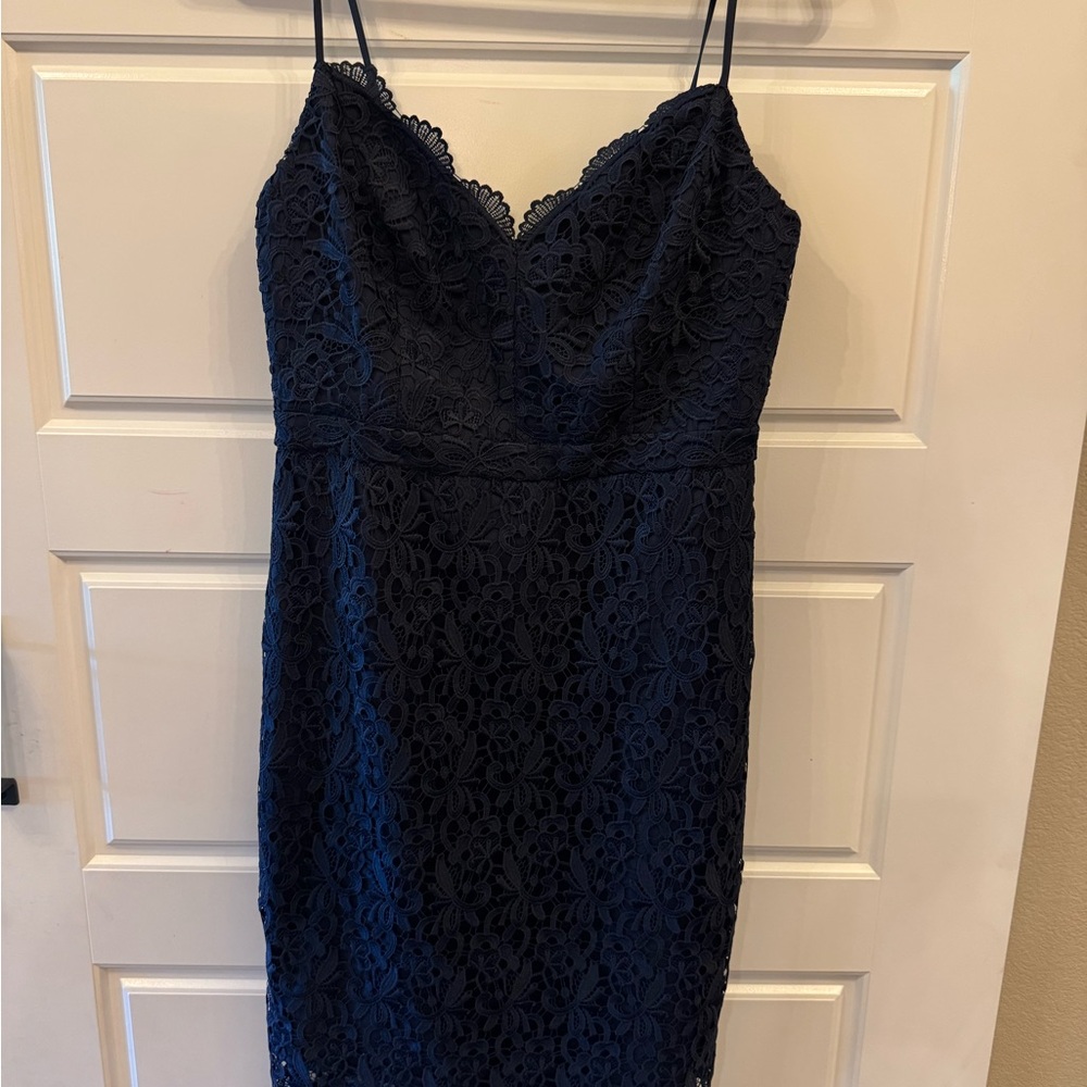 J. Crew Blue Lace Spaghetti Strap Mini Dress